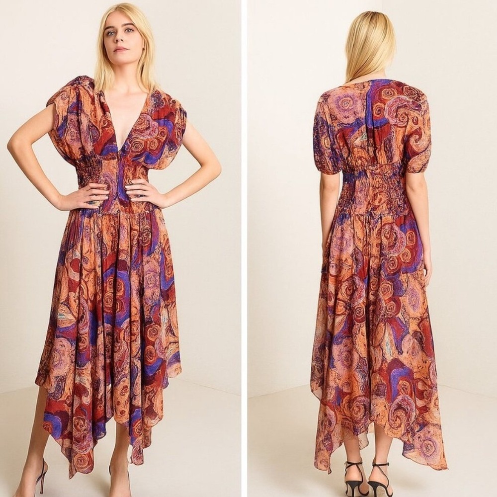 NWT A.L.C. Lucia Paisley Terracotta Midi Maxi Dress Size 8 - Picture 2 of 7